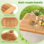 Costway Ensemble de salle à manger d'extérieur 7 pièces en bois d'acacia avec coussins moelleux et trou pour parasol