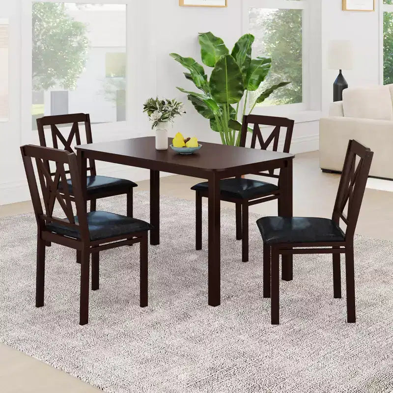 Ensemble de salle à manger 5 pièces Costway pour 4 personnes Table rectangulaire de cuisine et 4 chaises