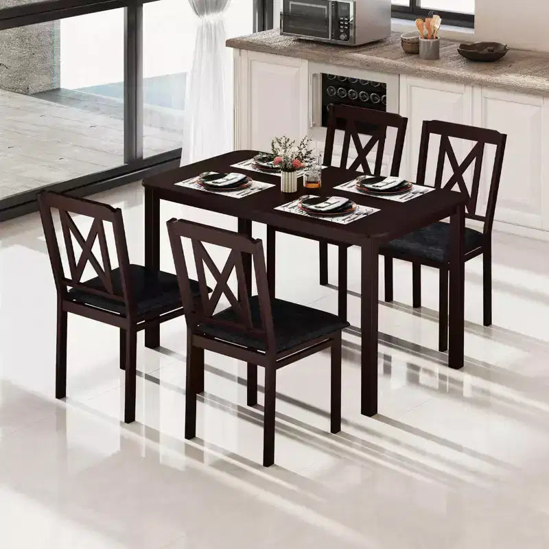 Ensemble de salle à manger 5 pièces Costway pour 4 personnes Table rectangulaire de cuisine et 4 chaises