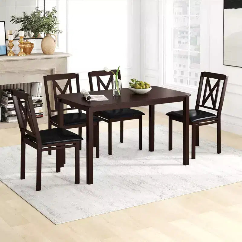 Ensemble de salle à manger 5 pièces Costway pour 4 personnes Table rectangulaire de cuisine et 4 chaises