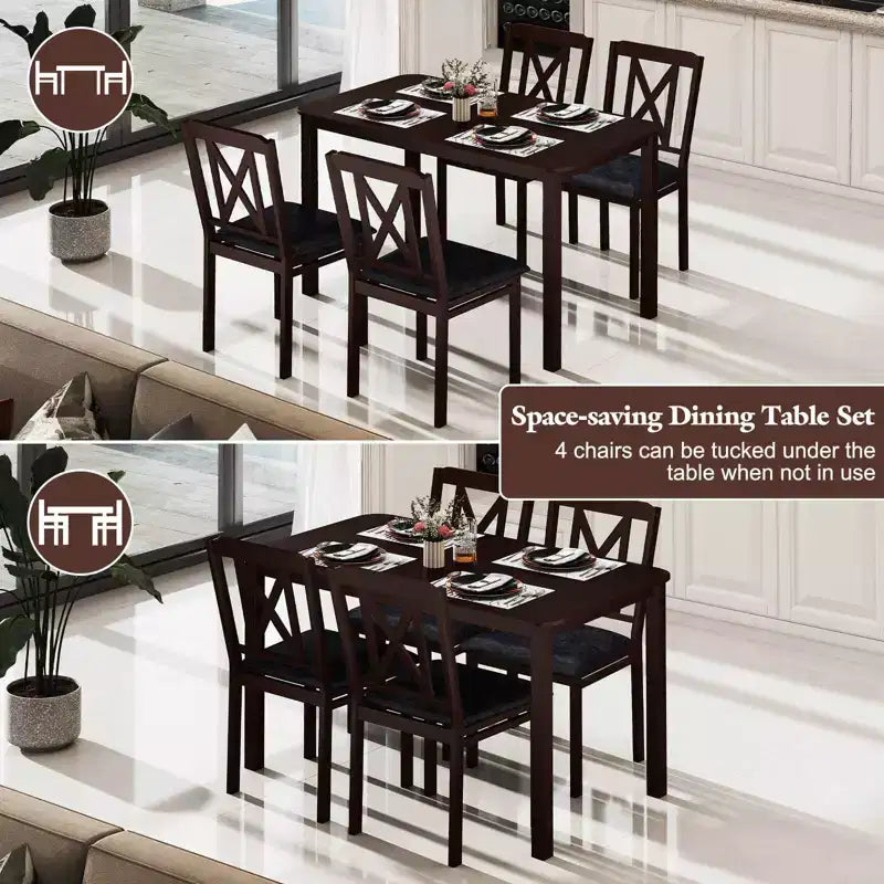 Ensemble de salle à manger 5 pièces Costway pour 4 personnes Table rectangulaire de cuisine et 4 chaises