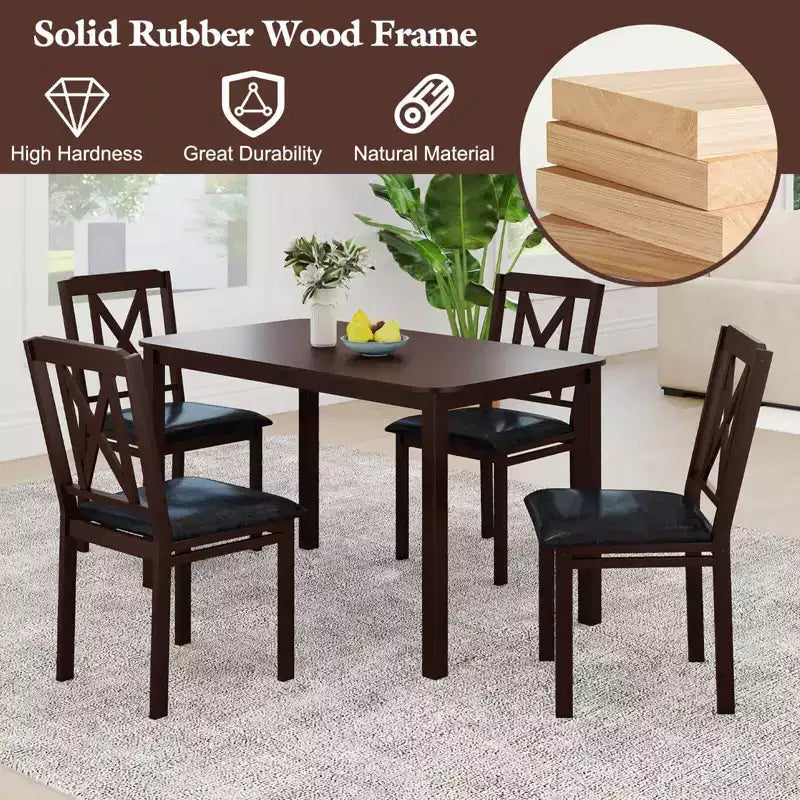 Ensemble de salle à manger 5 pièces Costway pour 4 personnes Table rectangulaire de cuisine et 4 chaises