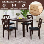 Ensemble de salle à manger 5 pièces Costway pour 4 personnes Table rectangulaire de cuisine et 4 chaises