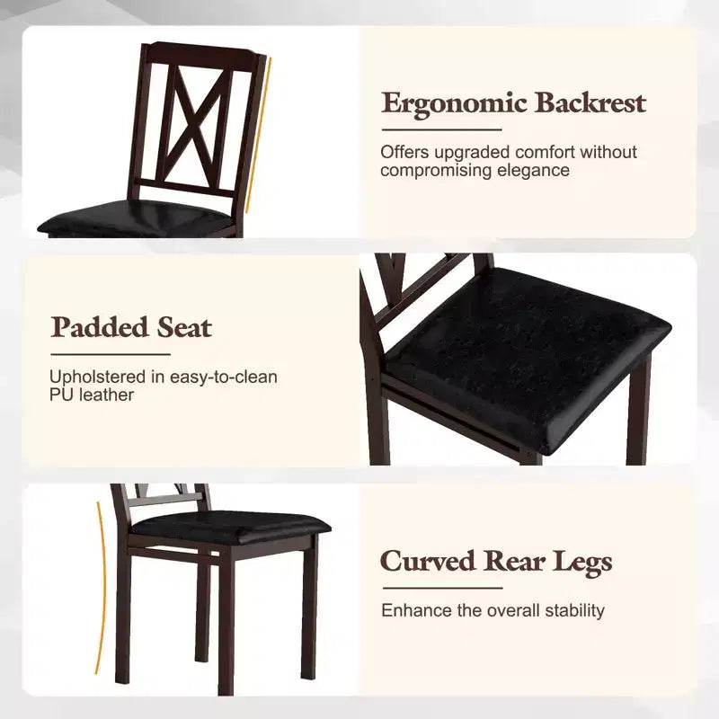 Ensemble de salle à manger 5 pièces Costway pour 4 personnes Table rectangulaire de cuisine et 4 chaises