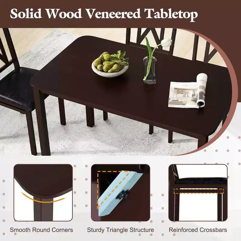 Ensemble de salle à manger 5 pièces Costway pour 4 personnes Table rectangulaire de cuisine et 4 chaises