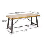 GDFStudio Soltice Outdoor Wicker and Acacia Wood 6 Piece Dining Set with Bench
