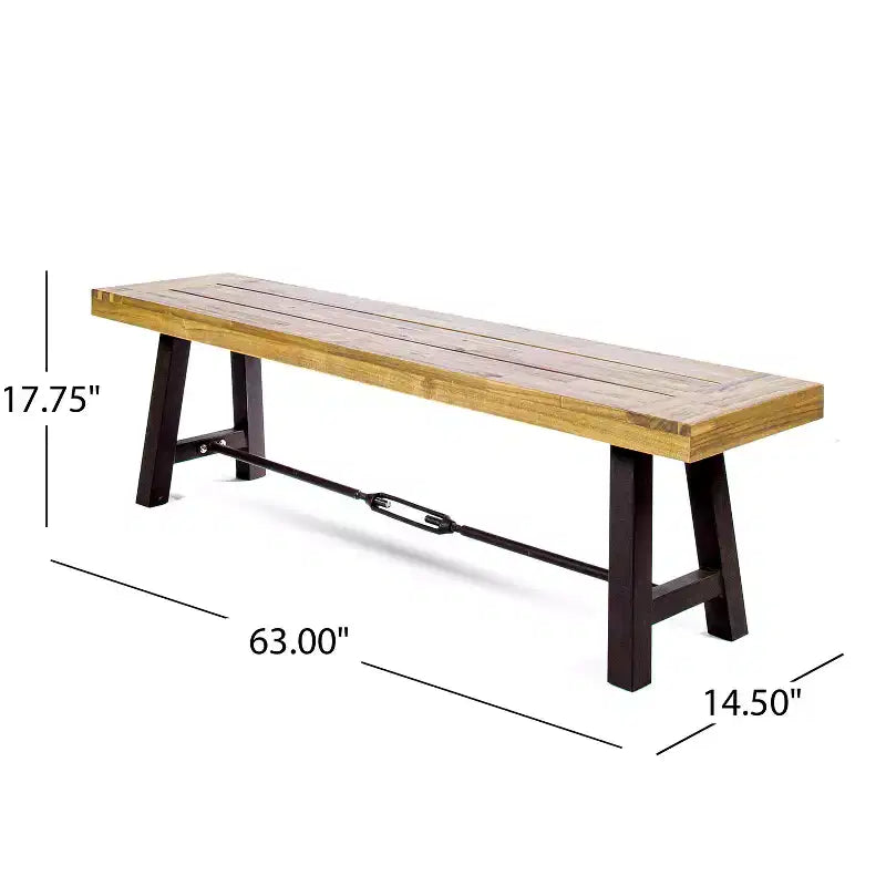 GDFStudio Soltice Outdoor Wicker and Acacia Wood 6 Piece Dining Set with Bench