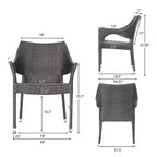 GDFStudio Blythe Outdoor Wicker and Tempered Glass 5 Piece Dining Set