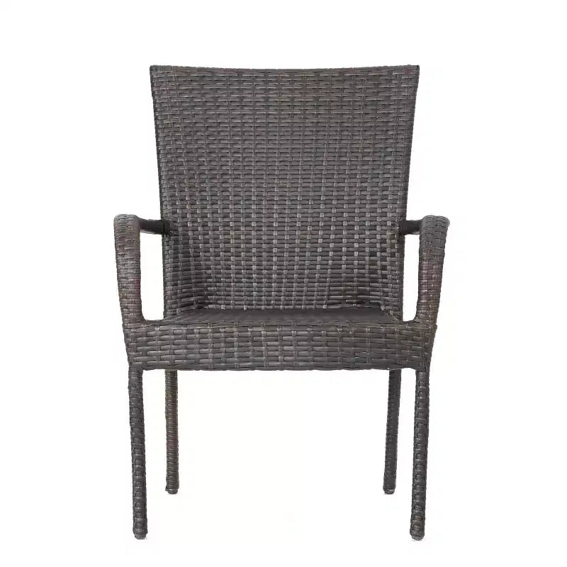 GDFStudio Dalupiri Outdoor Wicker and Acacia Wood 7 Piece Dining Set