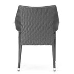 Christopher Knight Home Nelly 6 Piece Outdoor Acacia Wood Dining Set with Stackable Wicker Chairs and Bench