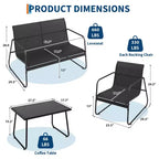 Ensemble de conversation d'extérieur 4 pièces, ensemble table et chaises d'extérieur en textilène résistant aux intempéries, petit mobilier de terrasse pour balcon et jardin