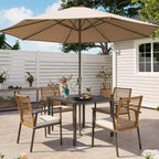 LAUSAINT HOME Ensemble de salle à manger d'extérieur en rotin 5 pièces Table et chaises d'extérieur en rotin pour jardin et piscine
