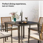 LAUSAINT HOME Ensemble de salle à manger d'extérieur en rotin 5 pièces Table et chaises d'extérieur en rotin pour jardin et piscine
