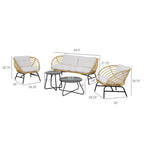 GRANDPATIO Outdoor 5-piece Wicker Patio Set With Loveseat