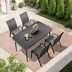 Hyleory Elegant 5-Piece Outdoor Dining Set with Stackable Patio Chairs & Iron Dining Table