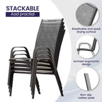 Hyleory Elegant 5-Piece Outdoor Dining Set with Stackable Patio Chairs & Iron Dining Table