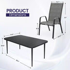 Hyleory Elegant 5-Piece Outdoor Dining Set with Stackable Patio Chairs & Iron Dining Table