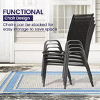 Hyleory Elegant 5-Piece Outdoor Dining Set with Stackable Patio Chairs & Iron Dining Table