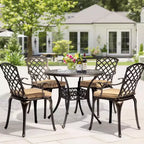 VINGLI Ensemble de salle à manger d'extérieur 5 pièces, Table et chaises d'extérieur tout temps en aluminium moulé avec coussin, ensembles de salle à manger de patio extérieurs