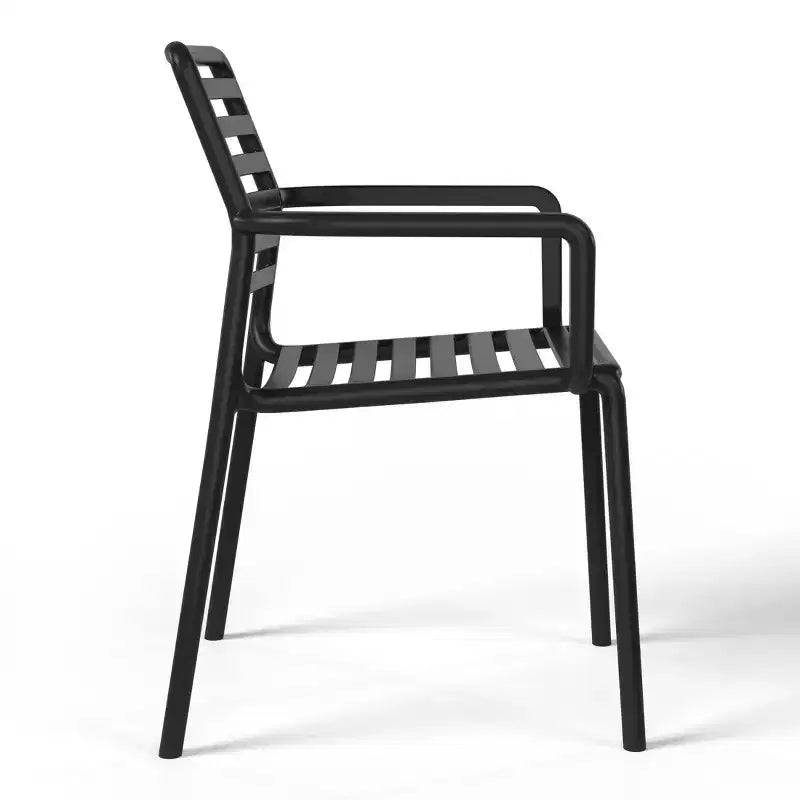 WestinTrends Playa 5-Piece Indoor Outdoor Metal Patio Dining Table Set With Stackable Plastic Patio Arm Chairs