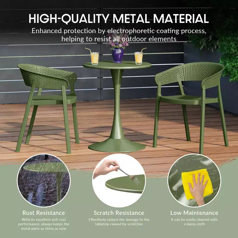 WestinTrends Playa 5-Piece Indoor Outdoor Metal Patio Dining Table Set With Stackable Plastic Patio Arm Chairs