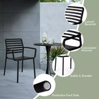 WestinTrends Playa 5-Piece Indoor Outdoor Metal Patio Dining Table Set With Stackable Plastic Patio Arm Chairs