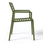WestinTrends Playa 5-Piece Indoor Outdoor Metal Patio Dining Table Set With Stackable Plastic Patio Arm Chairs