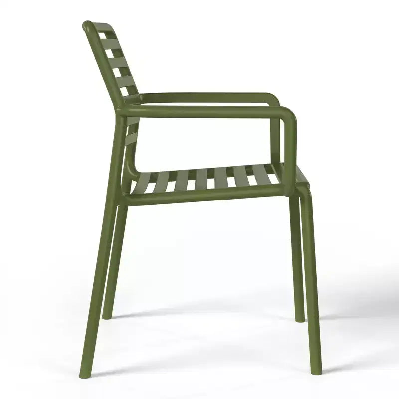 WestinTrends Playa 5-Piece Indoor Outdoor Metal Patio Dining Table Set With Stackable Plastic Patio Arm Chairs