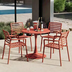 WestinTrends Playa 5-Piece Indoor Outdoor Metal Patio Dining Table Set With Stackable Plastic Patio Arm Chairs