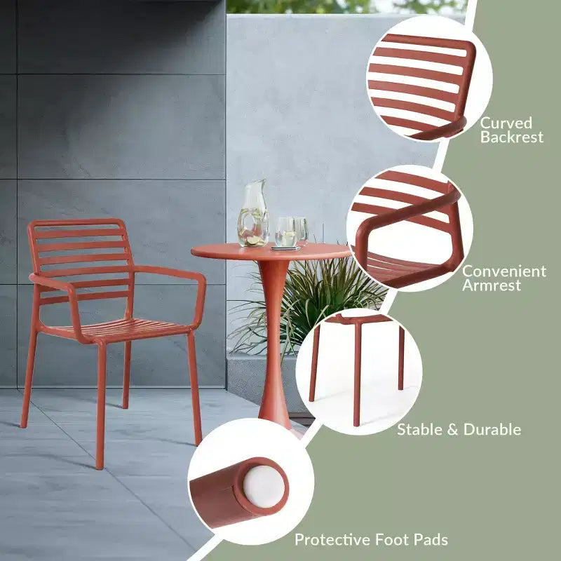 WestinTrends Playa 5-Piece Indoor Outdoor Metal Patio Dining Table Set With Stackable Plastic Patio Arm Chairs