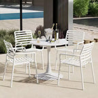 WestinTrends Playa 5-Piece Indoor Outdoor Metal Patio Dining Table Set With Stackable Plastic Patio Arm Chairs