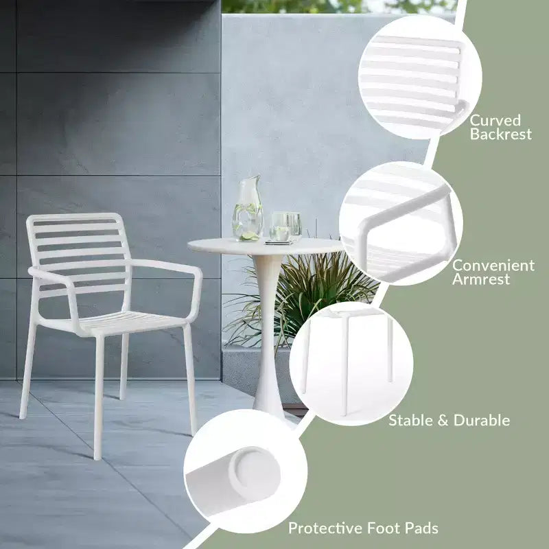 WestinTrends Playa 5-Piece Indoor Outdoor Metal Patio Dining Table Set With Stackable Plastic Patio Arm Chairs