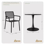 WestinTrends Playa 5-Piece Indoor Outdoor Metal Patio Dining Table Set With Stackable Plastic Patio Arm Chairs
