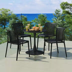 Ensemble de salle à manger extérieur 5 pièces WestinTrends Playa avec table en métal et chaises de patio empilables en résine
