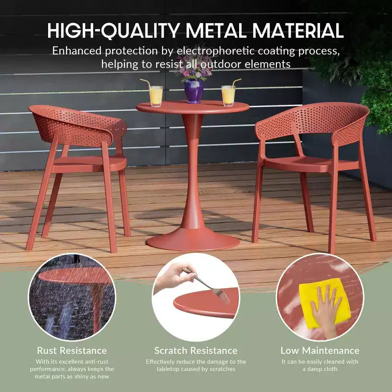 Ensemble de salle à manger extérieur 5 pièces WestinTrends Playa avec table en métal et chaises de patio empilables en résine