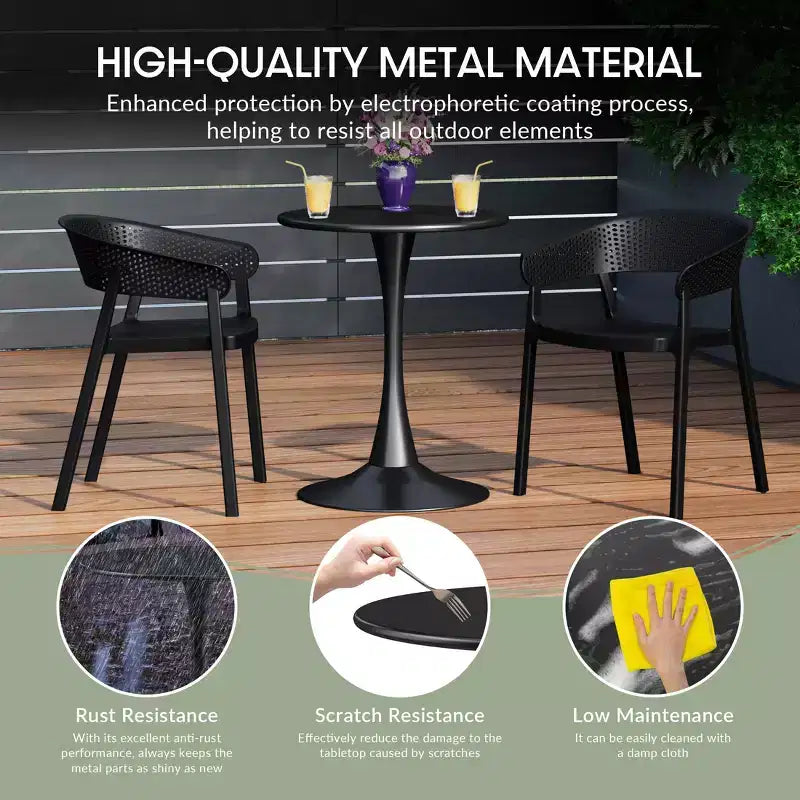 Ensemble de salle à manger d'extérieur et d'intérieur WestinTrends Playa 5 pièces avec table en métal et chaises d'appoint empilables en plastique