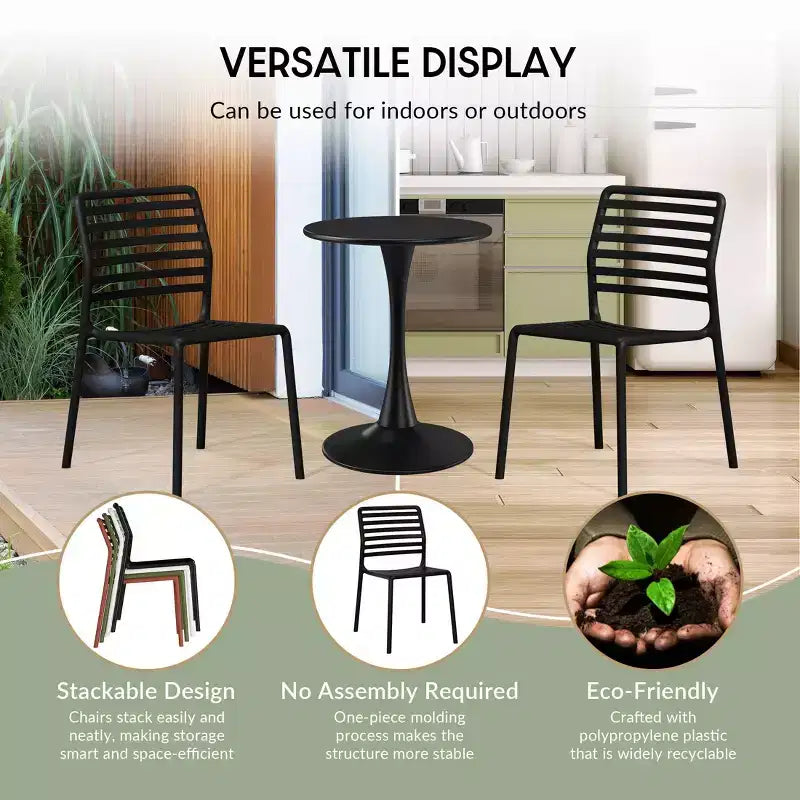 Ensemble de salle à manger d'extérieur et d'intérieur WestinTrends Playa 5 pièces avec table en métal et chaises d'appoint empilables en plastique