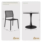 Ensemble de salle à manger d'extérieur et d'intérieur WestinTrends Playa 5 pièces avec table en métal et chaises d'appoint empilables en plastique
