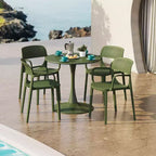 WestinTrends Playa 5-Piece Round Metal Bistro Dining Table Set And Stackable Resin Patio Dining Side Chairs