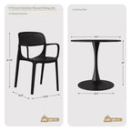 WestinTrends Playa 5-Piece Round Metal Bistro Dining Table Set And Stackable Resin Patio Dining Side Chairs