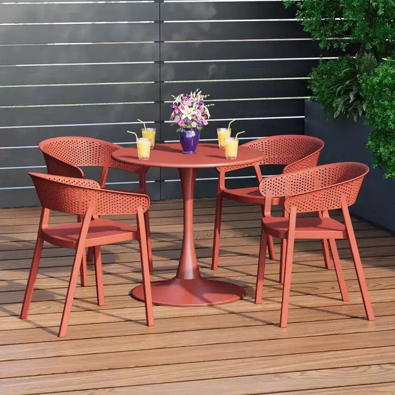 Ensemble de salle à manger d'extérieur en métal 5 pièces WestinTrends Playa avec chaises empilables