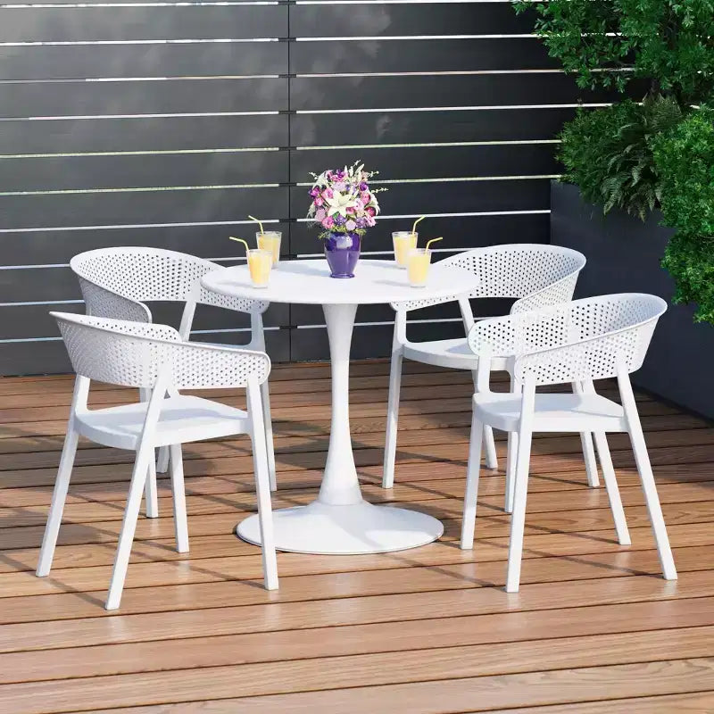 Ensemble de salle à manger d'extérieur en métal 5 pièces WestinTrends Playa avec chaises empilables