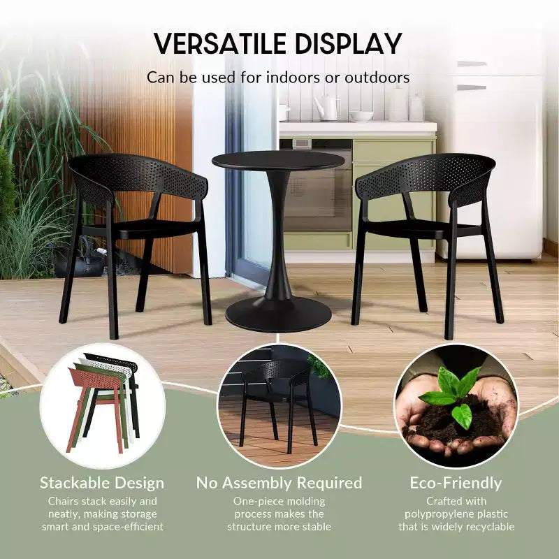 Ensemble de salle à manger d'extérieur en métal 5 pièces WestinTrends Playa avec chaises empilables