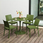Ensemble de salle à manger rond de 5 pièces WestinTrends Playa en métal pour l'intérieur et l'extérieur avec chaises de salle à manger de terrasse empilables