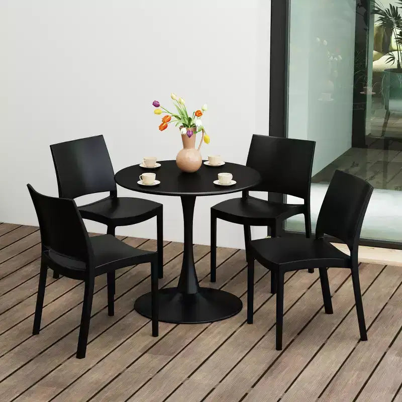 Ensemble de salle à manger rond de 5 pièces WestinTrends Playa en métal pour l'intérieur et l'extérieur avec chaises de salle à manger de terrasse empilables