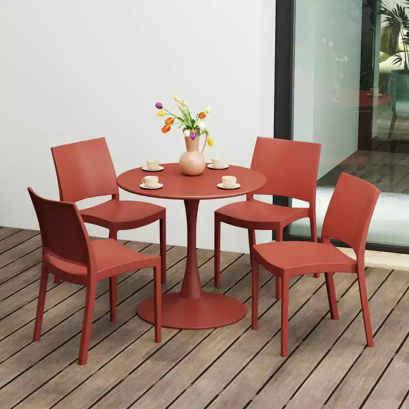 Ensemble de salle à manger rond de 5 pièces WestinTrends Playa en métal pour l'intérieur et l'extérieur avec chaises de salle à manger de terrasse empilables