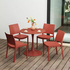 Ensemble de salle à manger rond de 5 pièces WestinTrends Playa en métal pour l'intérieur et l'extérieur avec chaises de salle à manger de terrasse empilables
