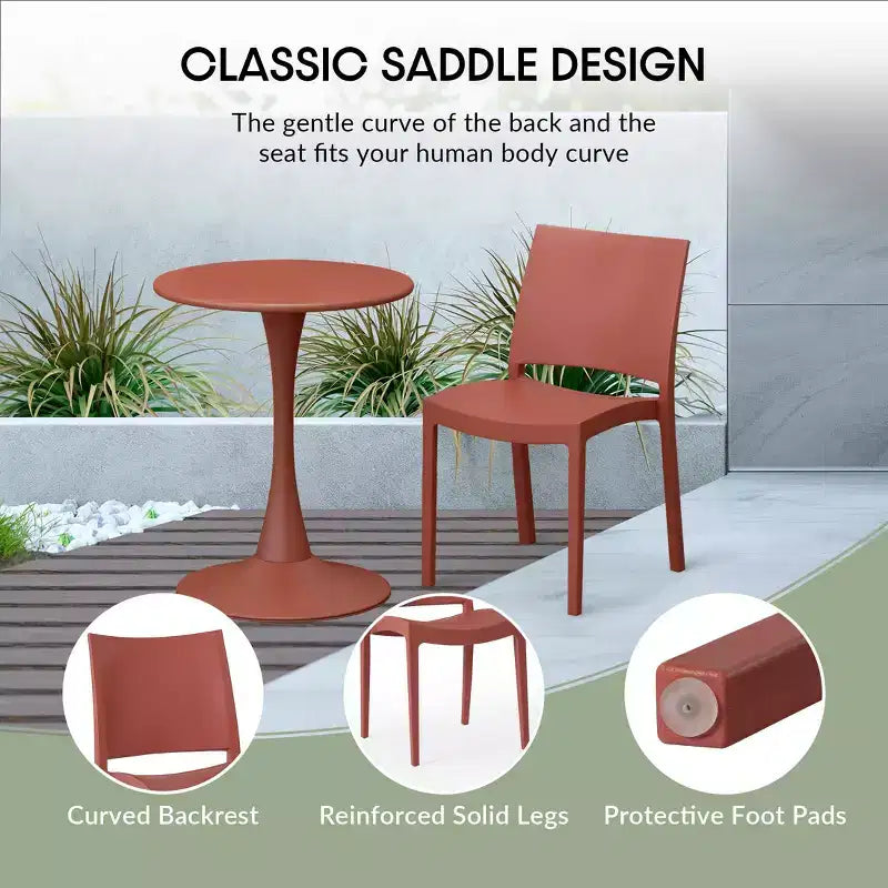 Ensemble de salle à manger rond de 5 pièces WestinTrends Playa en métal pour l'intérieur et l'extérieur avec chaises de salle à manger de terrasse empilables
