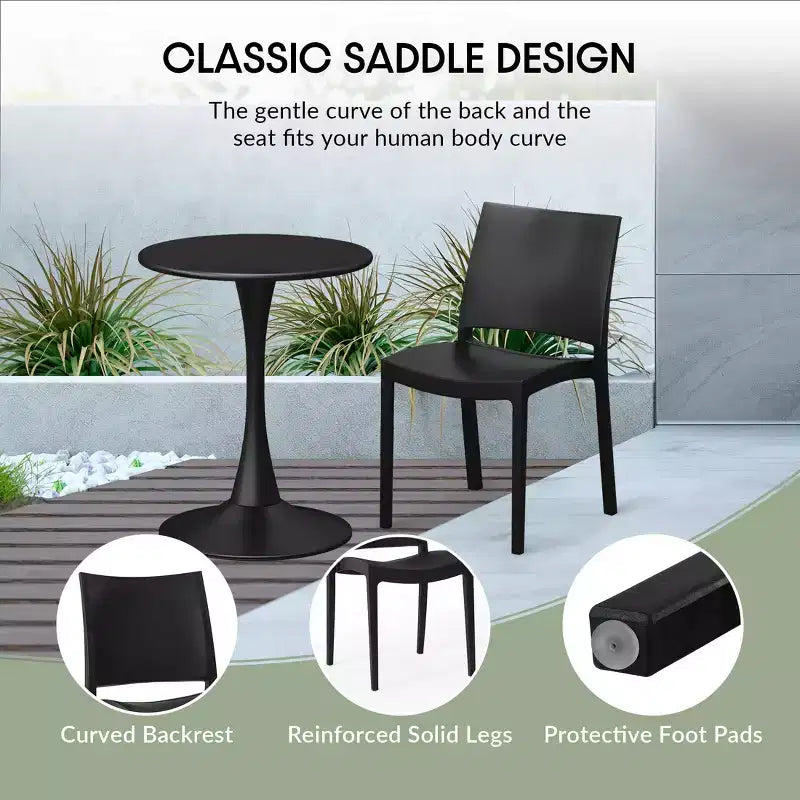 Ensemble de salle à manger rond de 5 pièces WestinTrends Playa en métal pour l'intérieur et l'extérieur avec chaises de salle à manger de terrasse empilables