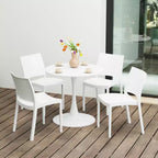 Ensemble de salle à manger rond de 5 pièces WestinTrends Playa en métal pour l'intérieur et l'extérieur avec chaises de salle à manger de terrasse empilables